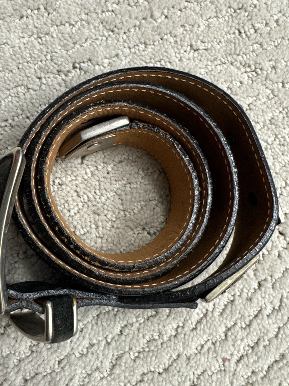 Vintage Streets Ahead Black Suede Belt Silver Buckle Embellished Made in USA